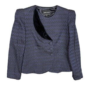 Giorgio Armani Wool & Silk Blazer Textured Blue Velvet Lining Made in Italy 40